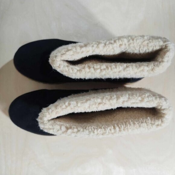 Super Chunky heel black and sherpa bootie comfortable suede 40 - Picture 6 of 12